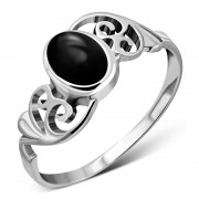 Ethnic Black Onyx Silver Ring, r192
